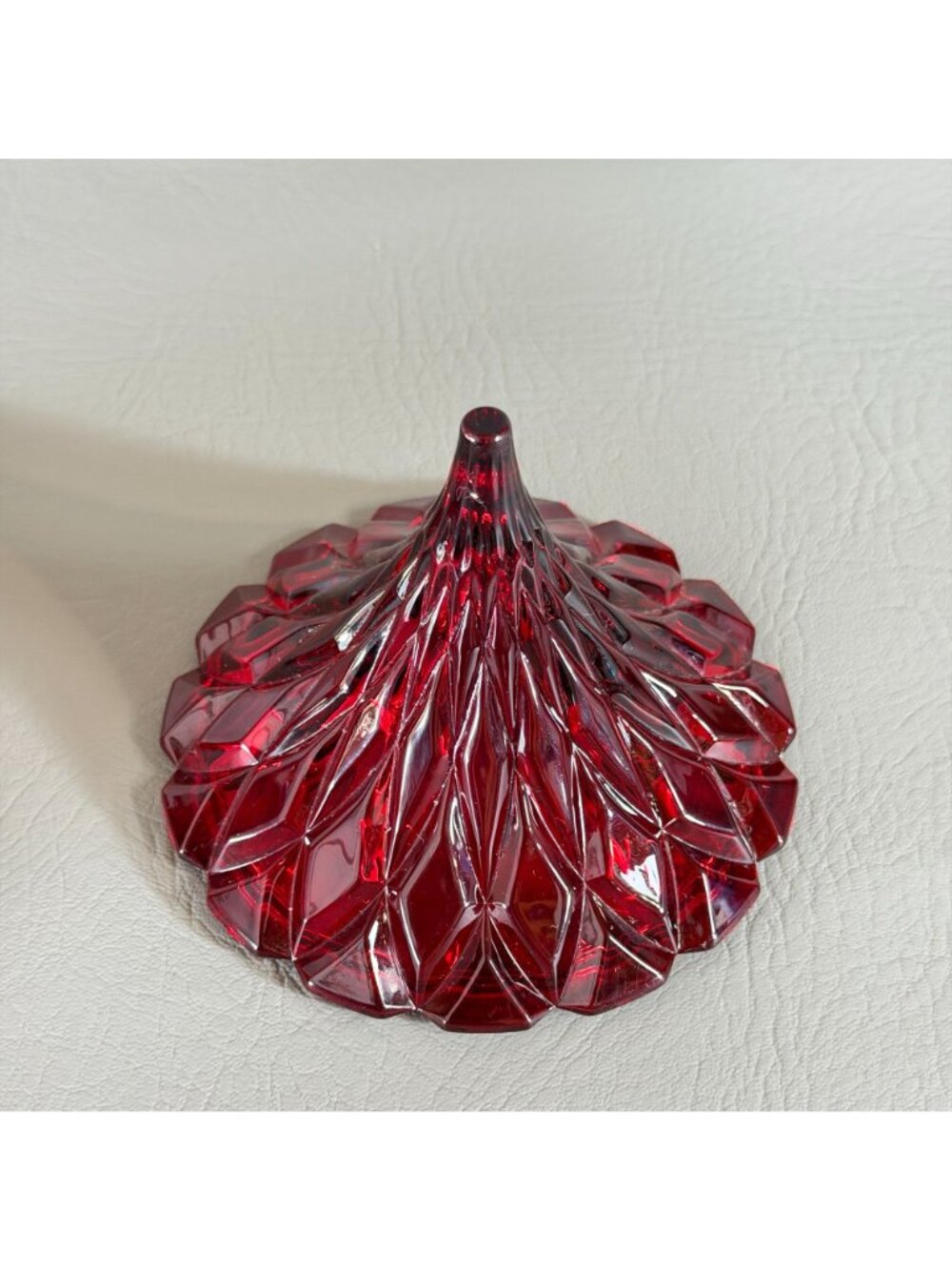 Vintage Shannon Crystal Ruby Red Hershey Kiss Lidded Candy Dish Godinger 5.5" - Picture 10 of 14